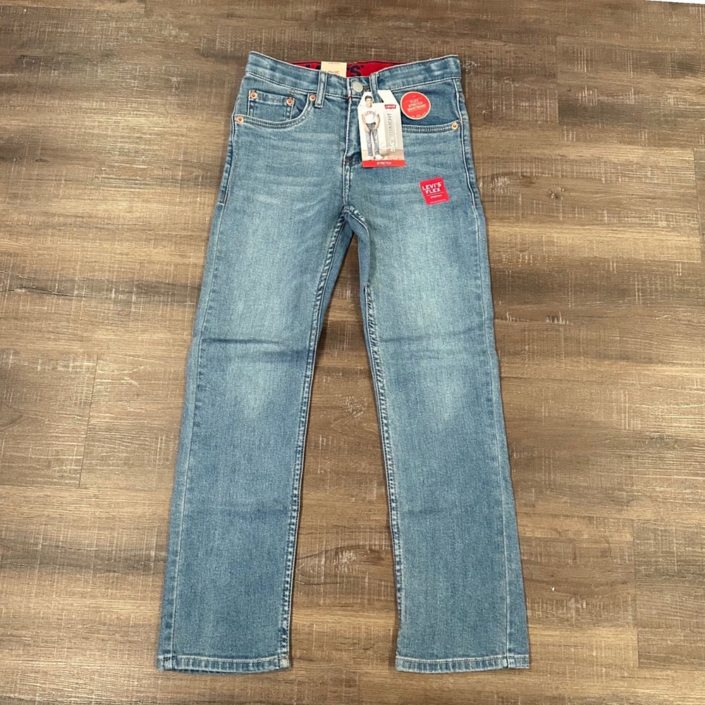 Levi's Boys 514 Straight Leg Flex Stretch Adjustable Waist Jeans Blue Size 10R